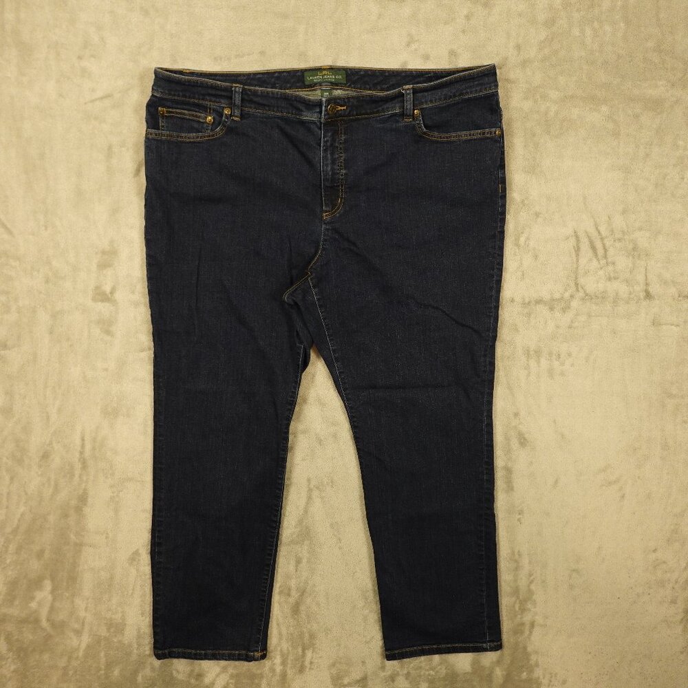Lauren Ralph Lauren Jeans Straight Leg Women's Size 20W Dark Wash Blue Denim
